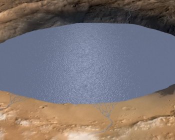 Scientists believe Mars once had lakes. This illustration depicts water filling Mars' Gale Crater. Image: NASA.